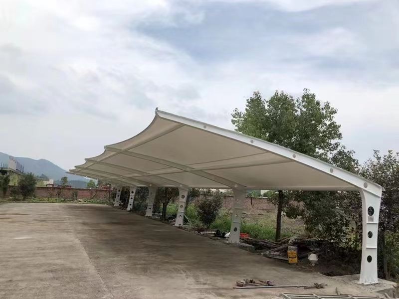 丹徒区小区改造停车棚工程，膜结构非机动车棚定制厂家-2